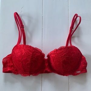 Victoria’s Secret PINK Red Lace Push Up Bra 34A